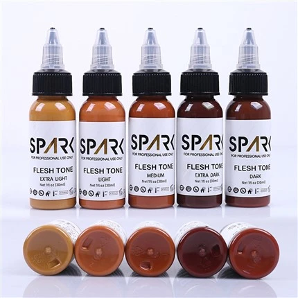 Pigmentlar tatuirovka uchun siyoh 1OZ teri rangi Qopqoqlarni aralashtirish uchun kosmetik tatuirovkalar uchun Spark tatuirovka siyohlari tatuirovka siyohlari qora