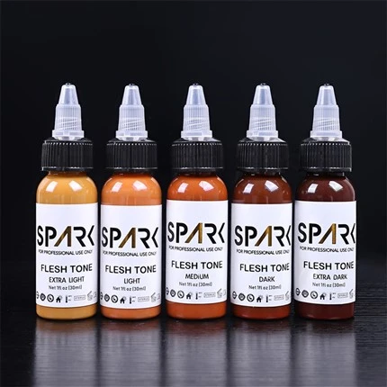 Teri rangi to'plami 1OZ 5 dona Qopqoqlarni aralashtirish uchun kosmetik tatuirovkalar uchun Spark tatuirovka siyohlari qo'rg'oshinsiz tatuirovka siyohlari