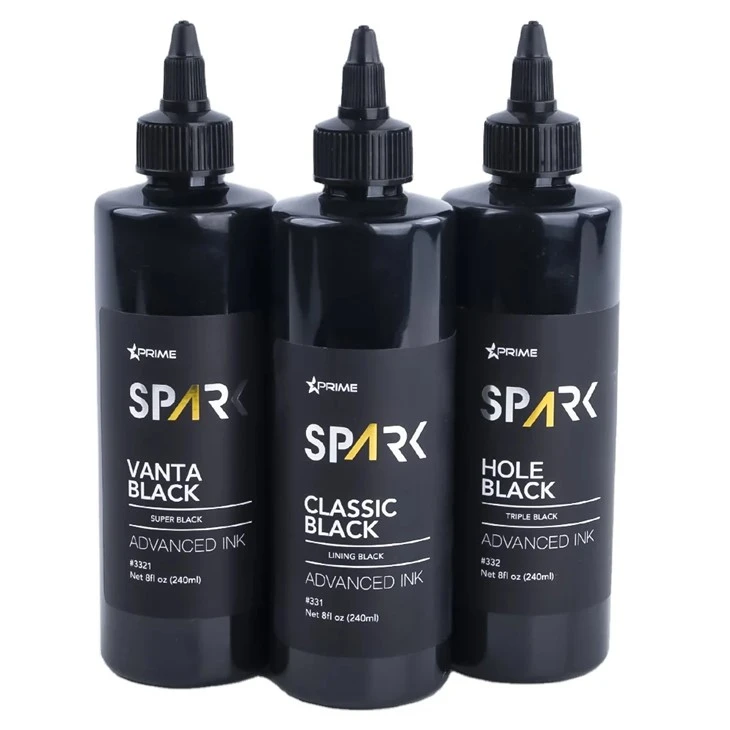 Spark Yuqori sifatli model chuqur qora tatuirovka ink 3 seriyali qora / teshik qora / VTA Qora doimiy tatuirovka