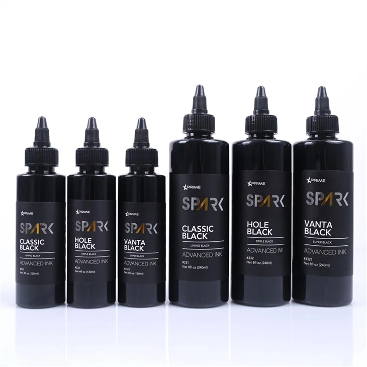 4OZ 8OZ Astarli Qora Triple Black Super Black Spark Tatuirovka Siyohi Qora