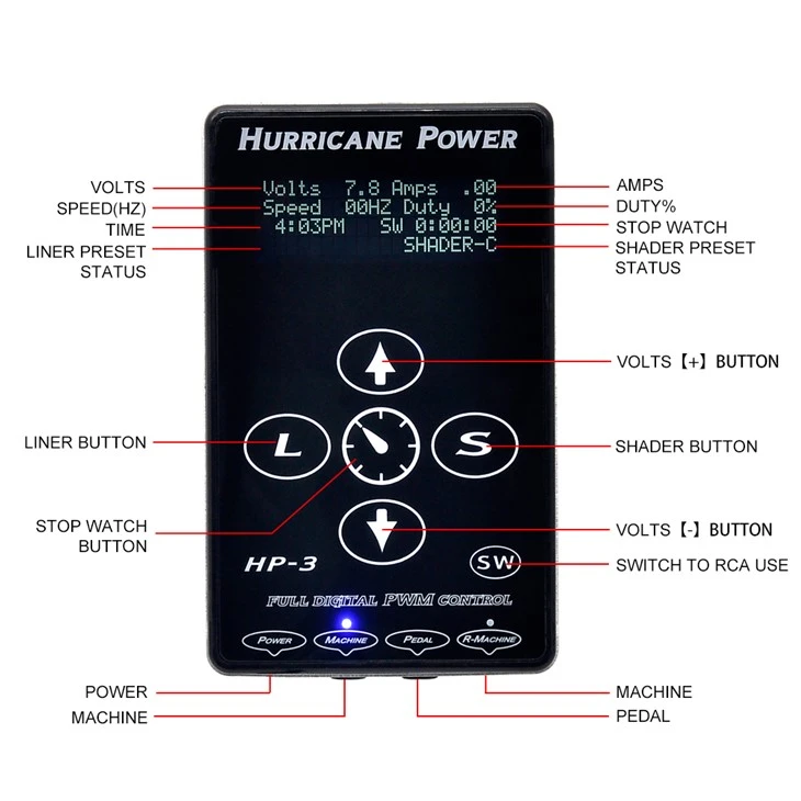 Body Art Hand Touch Tattoo Power Supply uchun