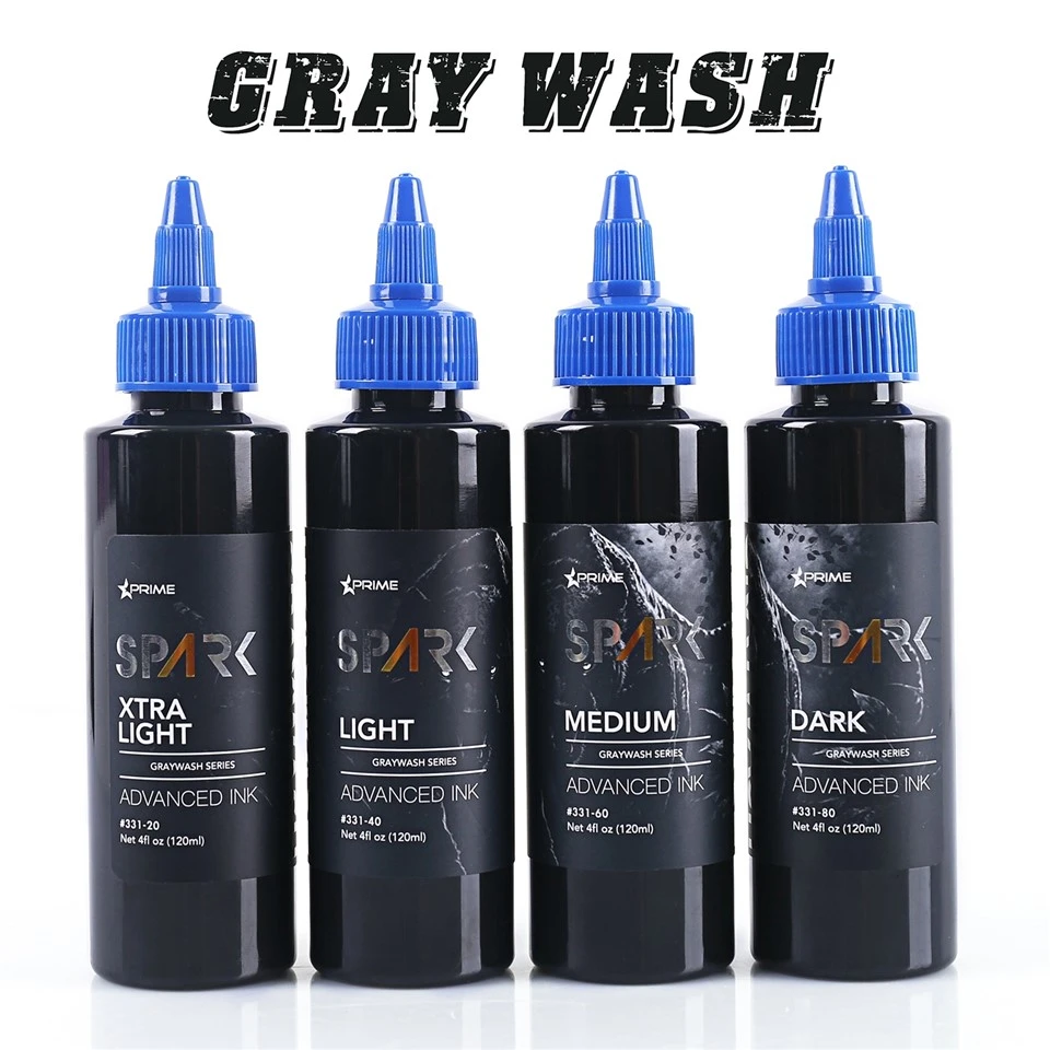 Spark Greywash Tattoo Ink - 4 Oz shisha toʻplami